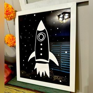 Land of Nod Rocketship Framed Wall Decor